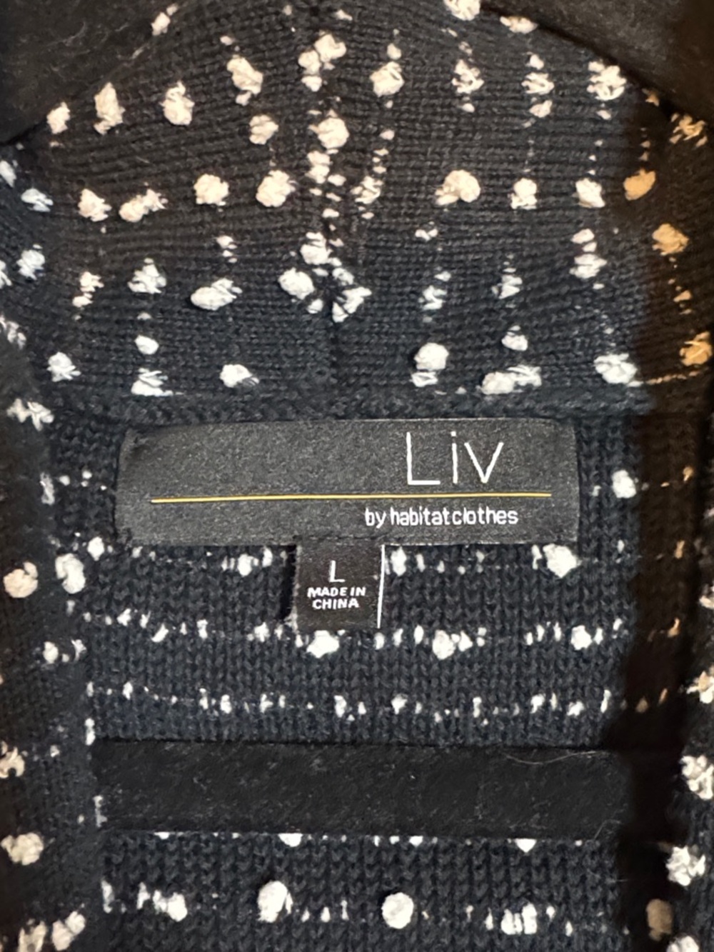 LIV by Habitat Black & White Open Front Knit Cardigan Sweater size Large - Picture 6 of 15